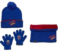 Ensemble Bonnet Gants cache cou Spiderman (snood ou tour de cou double a l'interieur) (Set gants bonnet avec Snood Spiderman)
