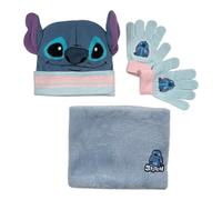 Ensemble Bonnet Gants cache cou Stitch Disney (snood ou tour de cou double a l'interieur) (Set gants bonnet avec tour de cou Stitch - D)