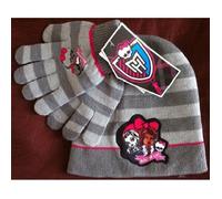Ensemble bonnet + gants MONSTER HIGH gris 100% acryl * NEUF * Taille unique