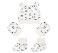 Ensemble Bonnet Garçon Fille 1 Set, Chapeau, Moufles et Couvre-pieds | Né, Protège des Griffures et Garde au Chaud, Style Simple et Mignon, Nettoyage Facile