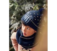 VERTBAUDET Ensemble Bonnet + Snood + Gants Coeurs Fille Encre imprimé 2/3A