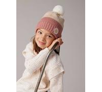 Ensemble bonnet snood moufles/mitaines colorblock fille rayé rose 4/6A