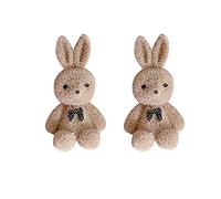Ensemble Boucle d'Oreille pendantes de dessin animé mignon de Mme d'oreilles lapin D'oreilles Boho (Khaki, One Size)