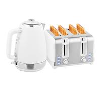 Ensemble bouilloire et grille-pain - HOMCOM - bouilloire 1,7 L et 2200 W et grille-pain à 4 tranches - en acier inoxydable - blanc