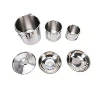 Ensemble Bouilloire et Tasses de Camping Pliables et Résistantes à la Rouille, pour Pique-nique, Randonnée, pour Voyageurs Seuls (Ensemble bouilloire et casserole cinq pièces)