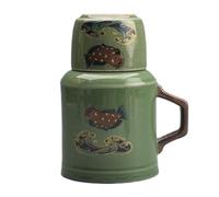 Ensemble Bouilloire, théière et tasse en céramique, petite bouilloire chaude, une casserole et une tasse, durable, for le bureau et la maison, lavable au lave-vaisselle(Green)