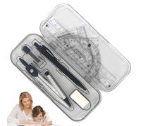 Ensemble Boussole Et Règle - Fournitures Scolaires Étudiant - Outils De Dessin Géométrique Avec Rapporteur Règles Triangles - Étui Portable Résistant Pour Classe Bureau Maths