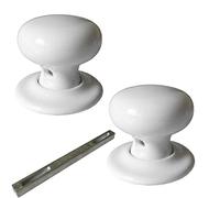 Ensemble boutons de porte à mortaise en céramique classique, 60 mm, Blanc