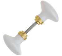 ALPERTEC - Ensemble boutons de porte Olive porcelaine blanc - Sur rosace, double 120 mm, demi-tour