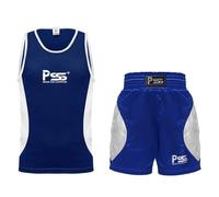 PSS Ensemble Boxe Enfants 3 à 14 Ans 2 Pièces Short + Débardeur, Réf. 912, Bleu Taille 11-12 ans