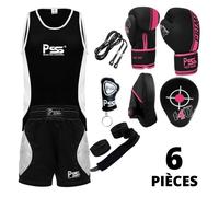 Ensemble Boxe Enfants - PSS - Kit 6 Pièces - Noir/Rose - 3-14 Ans - Gants & Accessoires 3-4 ans