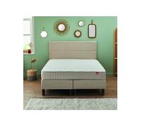 Ensemble boxspring surmatelas + matelas + sommier + tête de lit + pieds chenillé lin Epeda ENCHANTEUR 180x200