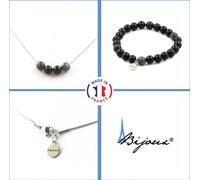 Ensemble bracelet-collier composé de perles d'agate noire + séraphinite russe 8 mm chaîne en acier inoxydable