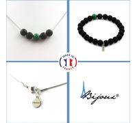 Ensemble bracelet-collier composé de perles de malachite + 8 mm de chaîne en acier inoxydable noir mat onyx