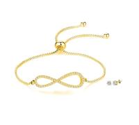 Ensemble bracelet et boucles d'oreilles MGJ™ Infinity pour femme avec cristaux Swarovski - Livré avec une carte de Noël, un coffret cadeau blanc et un sac - Bijou hypoallergénique pour elle