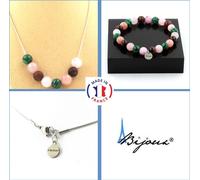 Ensemble bracelet et collier de perles opales roses + œil de tigre rouge + quartz rose + chaîne en acier inoxydable malachite de 8 mm