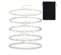 Ensemble Bracelets Argent Empilable pour Femmes et Filles - Bracelet Acier Inoxydable et Argent, File Bijoux pour Femme