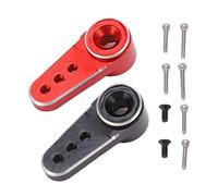 Ensemble Bras de klaxon en Alliage d'aluminium 15T pour AXIAL SCX24, pièces Mise à Niveau de servo Direction en métal usiné CNC avec 2 Bras 8 vis Rouge Noir 1/24 échelle
