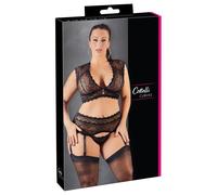 Cottelli Grande Taille - Ensemble de Lingerie en Dentelle avec Strass (Noir) - 2XL