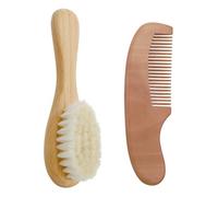 Ensemble brosse à cheveux et peigne en bois naturel en poils de chèvre pour bébé, brosse de massage pour le corps infantile, brosse apaisante, brosse de voyage