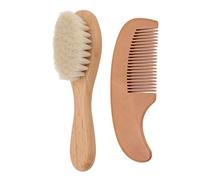 Ensemble Brosse à Cheveux et Peigne en Bois pour bébé - Brosse à Cheveux Multifonction en Bois Composite et Laine pour bébé - Nettoie en Douceur les Cheveux de bébé - pour