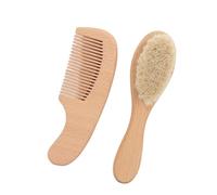 Ensemble brosse et peigne à poils de chèvre naturels pour bébé avec poils de chèvre naturels et berceaux en bois de chèvre