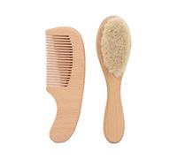 Ensemble brosse et peigne pour bébé avec poils naturels de chèvre et peigne en bois pour bébé