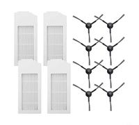 Ensemble brosse latérale et filtre de rechange pour Deebot N20 / N20 Plus / N20 pour Pro Plus - 4 filtres et 8 brosses latérales - Structure encliquetable - Plastique et nylon - Papier filtre blanc