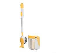 Ensemble brosse WC en silicone avec support à séchage rapide, 41 cm, nettoyeur mural de salle de bain pour un nettoyage en profondeur efficace, design peu encombrant (jaune)