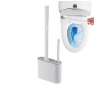 Ensemble brosse WC en silicone et support, brosse WC à long manche pour un nettoyage sans effort, design de drainage pour un séchage rapide, brosse de cuvette de toilette parfaite pour lavabo et salle
