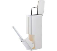 Ensemble brosse WC et poubelle / 4 en 1 poubelle étroite de salle de bain / avec brosse WC et support (blanc)