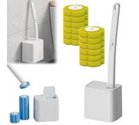 Ensemble brosse WC jetable et nettoyant - Fixation murale, parfum longue durée (océan, citron, lavande) - 18 tampons de recharge pour une hygiène de salle de bain sans effort