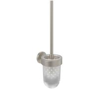 Ensemble brosse WC Villeroy & Boch Elements - Tender, porte-brosse WC pour montage mural, ensemble brosse WC avec réservoir en verre satiné, rond, nickelé brossé mat