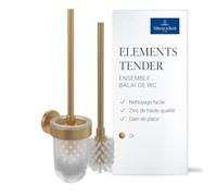 Ensemble brosse WC Villeroy & Boch Elements Tender, ronde - Or | Convient pour une fixation murale, récipient en verre dépoli, brosse incluse, TVA15101600076