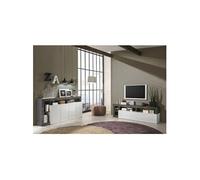 ARTURO - Ensemble Buffet 4P + Meubles TV Blanc Laqué Niches Aspect Oxyde - Altobuy Blanc