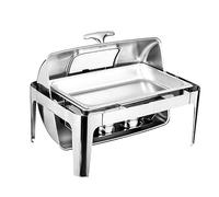 Ensemble Buffet de Plats à réchaud 9 L, réchaud Isotherme rectangulaire avec Plateau à Aliments Visible, Support à Eau et à Carburant pour Mariages, fêtes, banquets, dîners