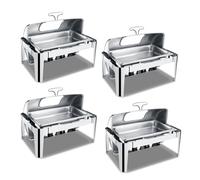 Ensemble Buffet de Plats à réchaud 9 L, réchaud Isotherme rectangulaire avec Plateau à Aliments Visible, Support à Eau et à Carburant pour Mariages, fêtes, banquets, dîners