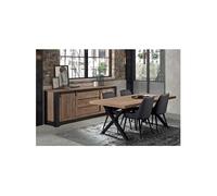 Ensemble Buffet et Table 230 cm Aspect Bois Piètement X Métal Noir - CLODIUS -