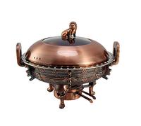 Ensemble buffet rond de 3 L, réchauds en acier inoxydable avec bacs à aliments, support de cuisinière, couvercle de casserole visible et support de combustible pour maintenir les a