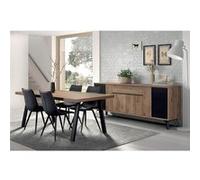 CARSON - Ensemble Buffet + Table 200cm Piètement Métal A - Altobuy Marron