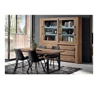 NILLA - Ensemble Buffet-Vaisselier + Table 200cm Aspect Bois -