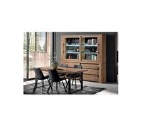 NILLA - Ensemble Buffet-Vaisselier + Table 230cm Aspect Bois -