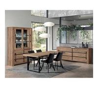 NILLA - Ensemble Buffet + Vitrine + Table 200cm Aspect Bois -