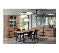 NILLA - Ensemble Buffet + Vitrine + Table 230cm Aspect Bois -