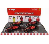 ENSEMBLE BURAGO 1/43 FERRARI F1 4X SF23 2023 LECLERC SAINZ MODÈLE STATIQUE DI...