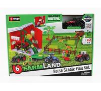 ENSEMBLE BURAGO 1/50 TRACTEUR MASSEY FERGUSON FARM HORSE MODÈLE STATIQUE DIECAST