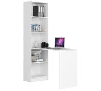 Ensemble bureau avec bibliothèque AKORD SMART Blanc 125 cm façade Blanche 5 étagères 125x50x180 cm