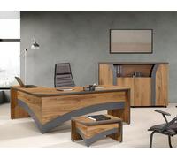 Ensemble bureau Bureau d'angle Ensemble de 3 pièces en bois Meubles de bureau Marron