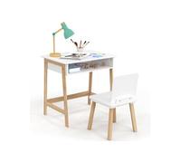 IDMarket – Ensemble bureau enfant Anatole avec niche et 1 chaise – blanc et bois