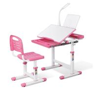 Ensemble bureau enfant avec chaise de bureau réglable en hauteur - Avec tiroir coulissant, convient aux enfants de 3 à 10 ans - Rose - 66,5 x 50 x